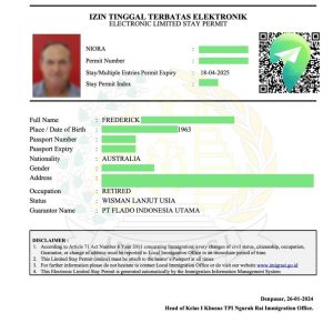 Пенсионная виза E33F на 1 год - ВНЖ в Индонезии для лиц старше 60 лет