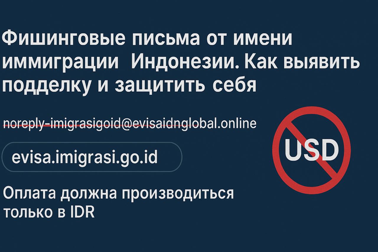 Фишинговые письма о визовой оплате от имени Иммиграции Индонезии (декабрь 2025). Как узнать подделку и защитить себя